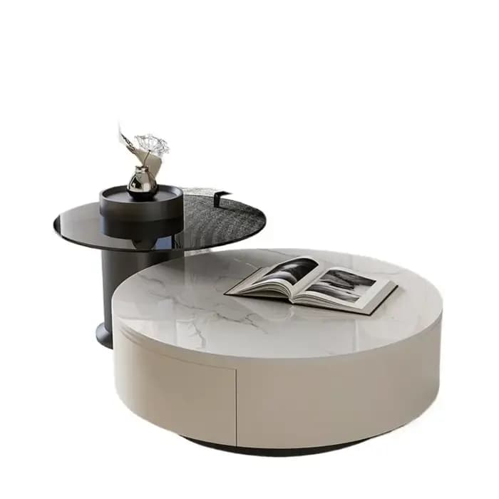 Tiroirs Salon Table basse Design organisateur Tables minimalistes italiennes rondes Premium Mesa auxiliaire
