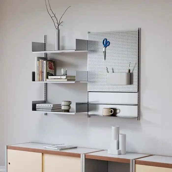 Étagère Modulaire Murale en Acier Inoxydable pour Salon – Système de Rangement Gain de Place et Présentoir DIY