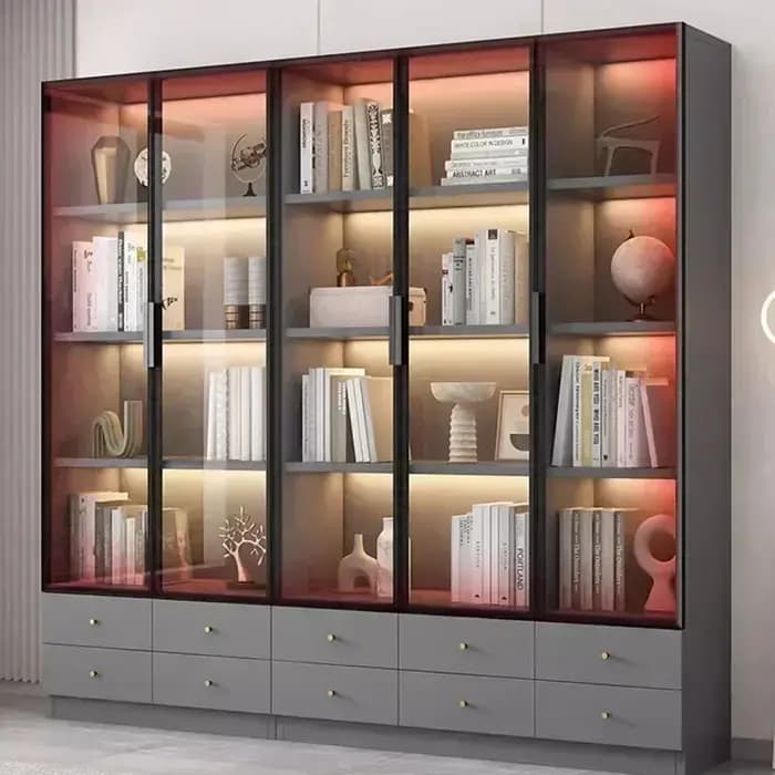 Bibliothèque moderne du milieu du siècle, étagère de rangement, bibliothèque murale flottante, prése