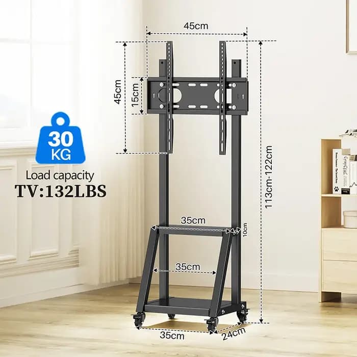 Support TV mobile sur roulettes pour téléviseurs de 32 à 50 pouces