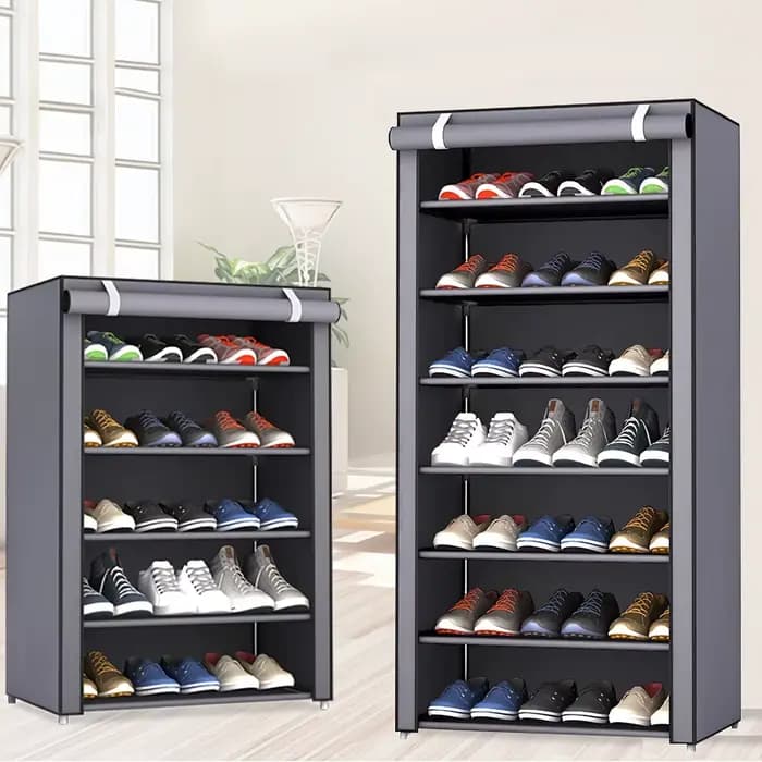 Armoire à chaussures multicouche à 6-10 niveaux avec porte volet roulante anti-poussière