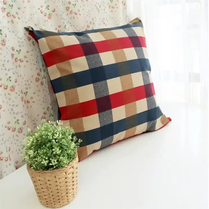 Housse de coussin classique à carreaux