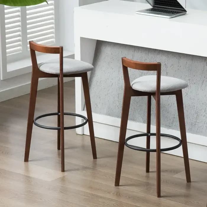 Tabouret de Bar nordique avec dossier en bois massif