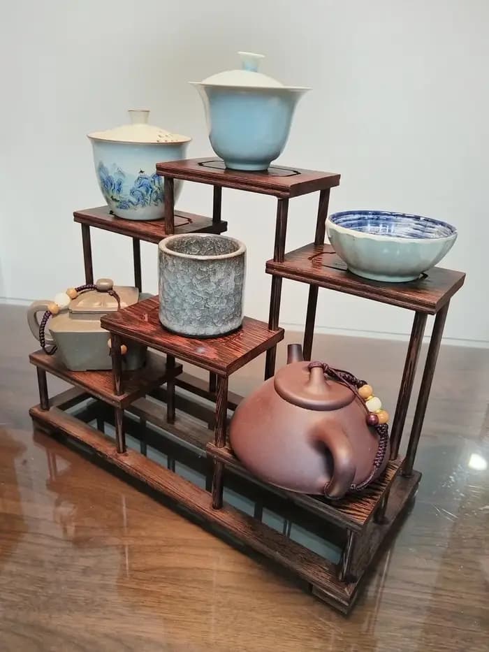 Petite étagère de bureau antique Duobaoge en bois de wengé massif
