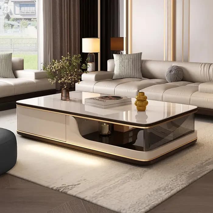 Table basse Design de luxe rangement Transparent Tables basses italiennes uniques nordique Glam Articulos Para El Hogar accessoires