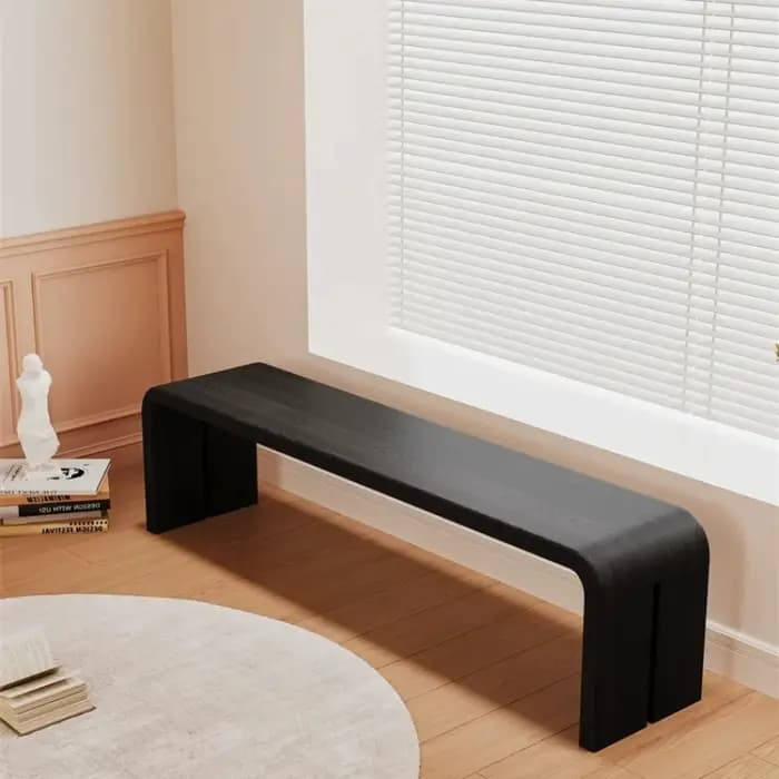 Pouf rétro pour salon, repose-pieds, tabouret de canapé en bois massif noir français, meubles pour la maison, mobilier du milieu du siècle