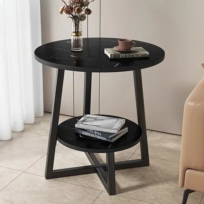 Table basse double couche avec étagère de rangement – Côté canapé moderne et table de chevet | Éco
