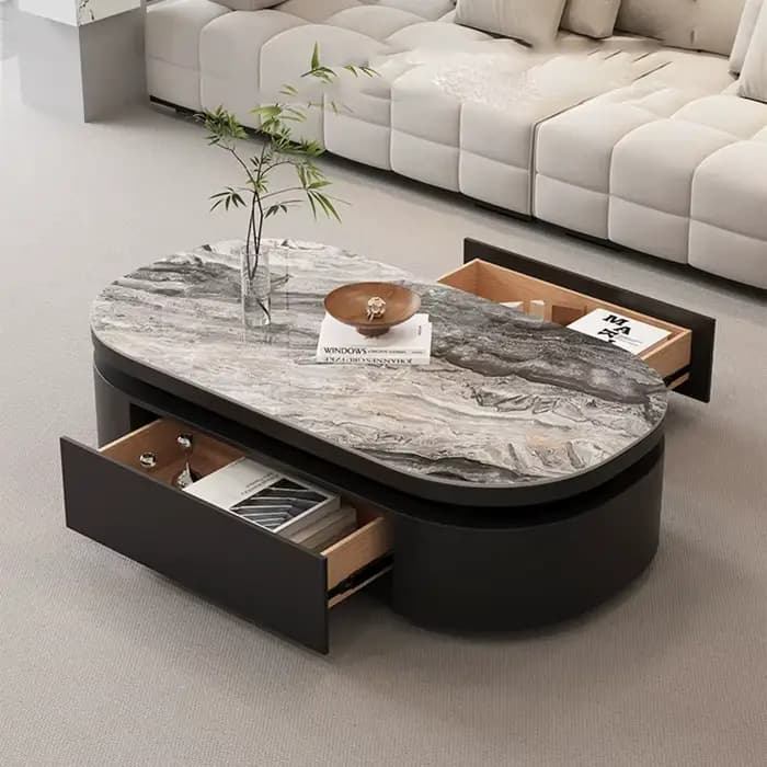 Table basse de luxe avec tiroirs