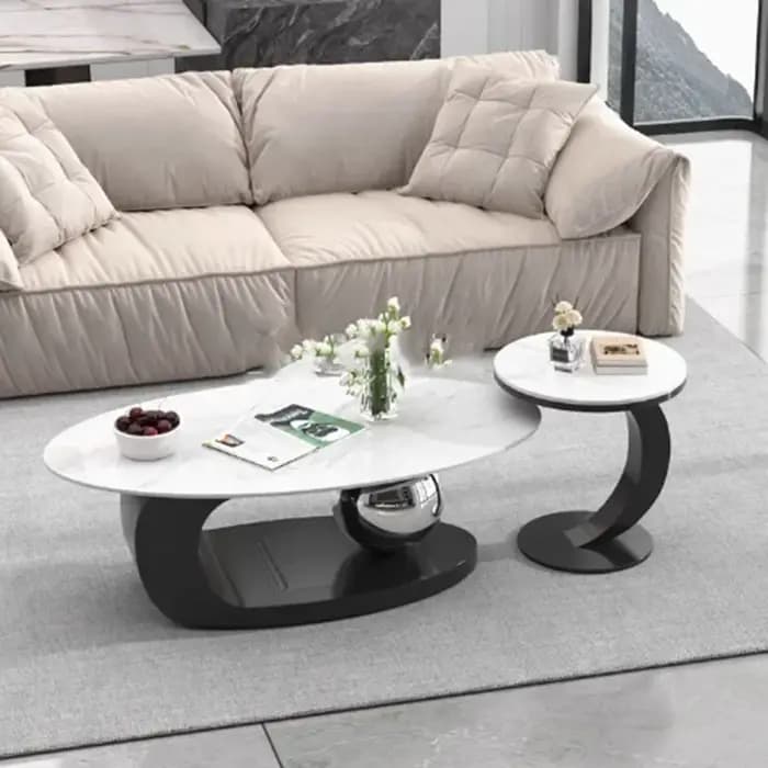 Table Basse Ovale en Bois localité, Design Nordique, Luxe, Moderne, Unique, Esthétique Italienne, Mo