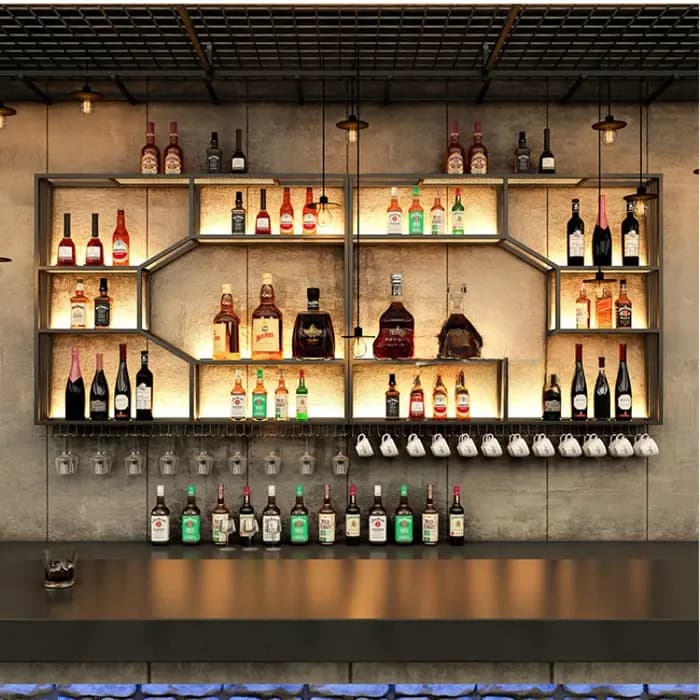 Meuble mural de cantine ou de bar français, armoire de salon, vitrine en verre de réfrigérateur V37d