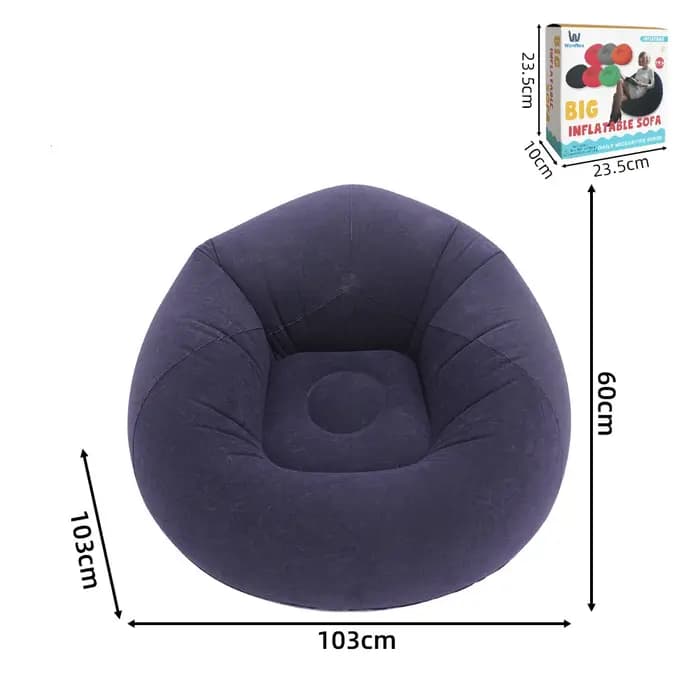 Canapé paresseux gonflable floqué en forme de sac de haricots unique, pliable, sphérique, multicolor
