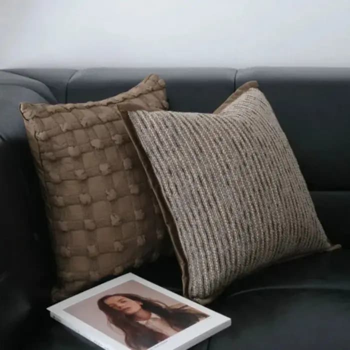 Juste de coussin carrée Maillard au design moderne à rayures