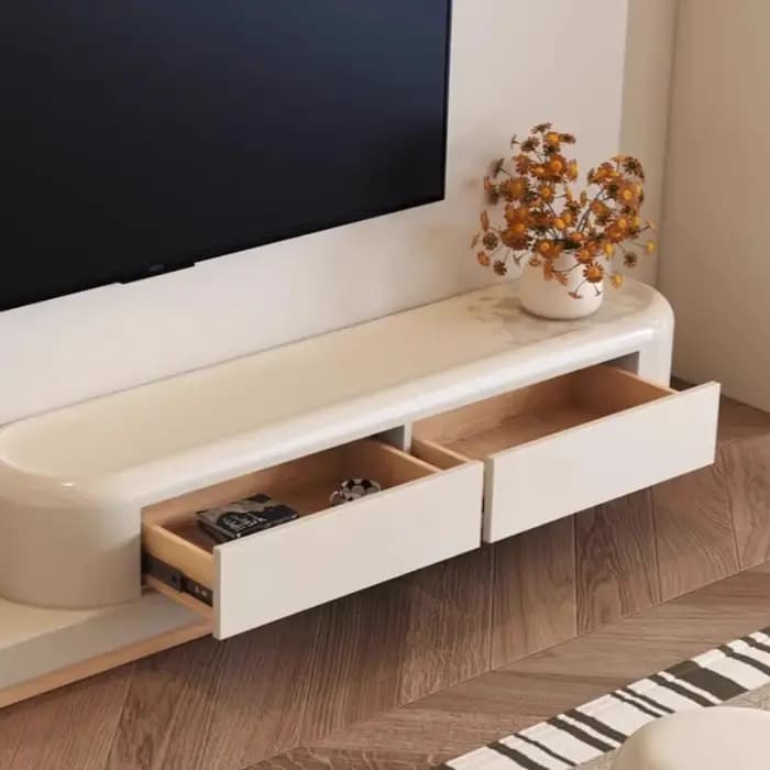 Support TV rétractable blanc