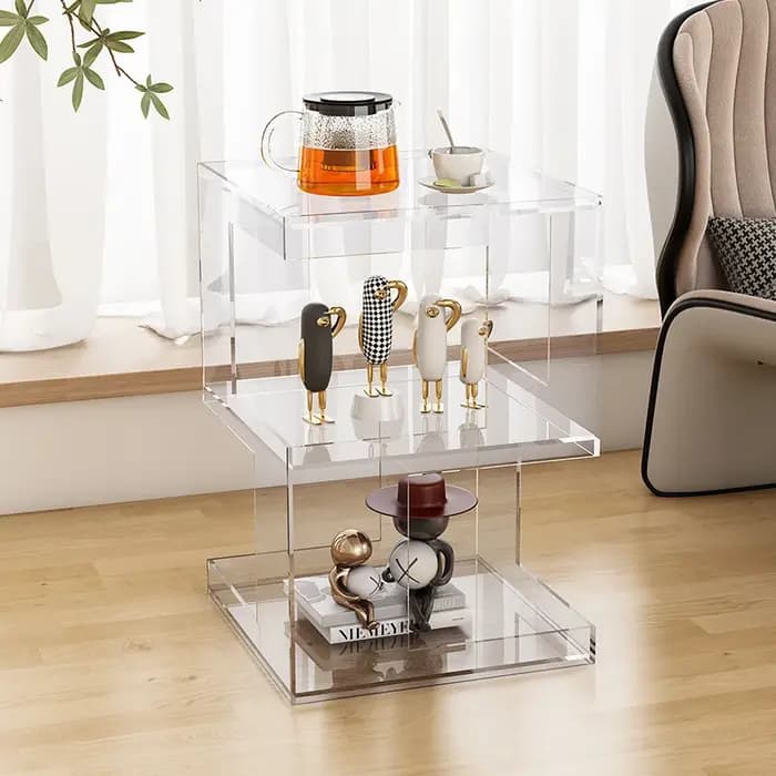 Table d'appoint de canapé en acrylique minimaliste, organisateur d'angle créatif, support de rangeme