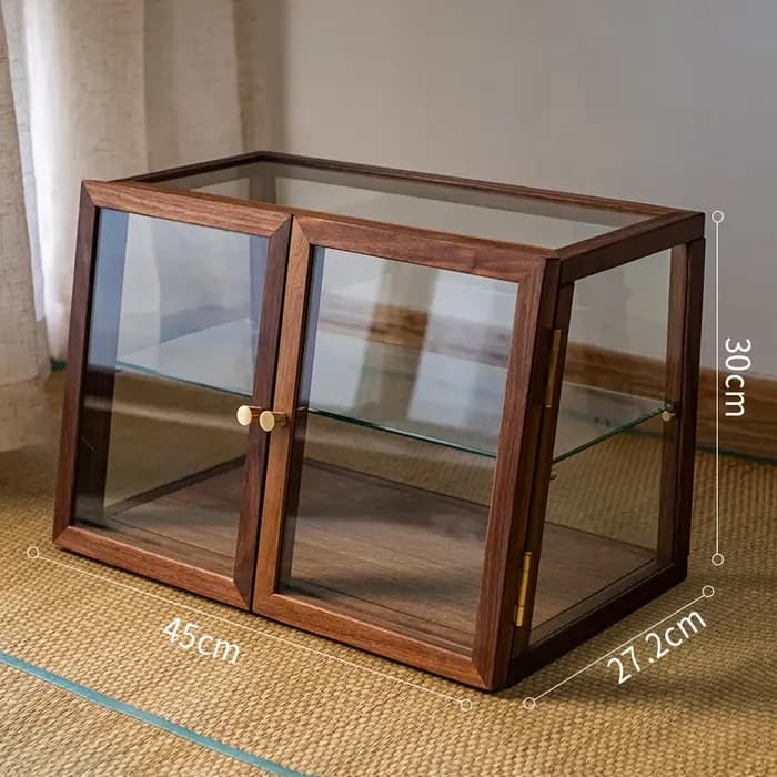 Armoire à thé en bois massif de noyer noir, vitrine de présentation, armoire de rangement pour servi