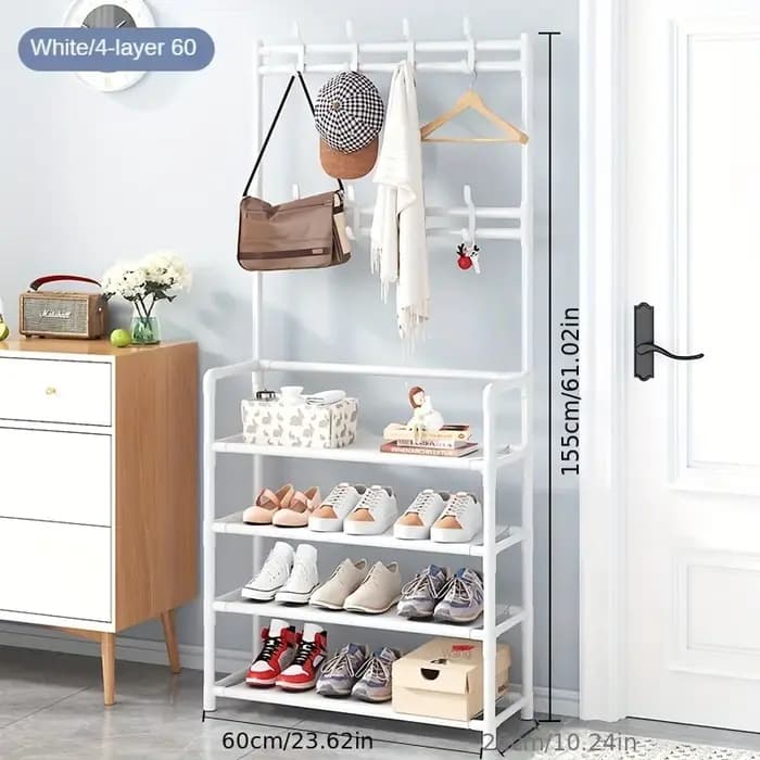 Porte-manteau et chaussures en métal à 4/5 niveaux avec 8 crochets, pour salon, chambre à coucher, b