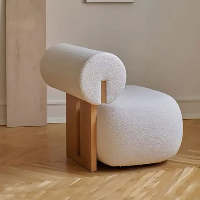 Nordique, bois massif, canapé, moderne, luxe léger, Style crème, salon, paresseux, chaise, chaise de