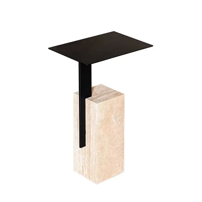 Table d'appoint en forme de C, table basse carrée noire, table d'appoint de canapé, mobilier de salo