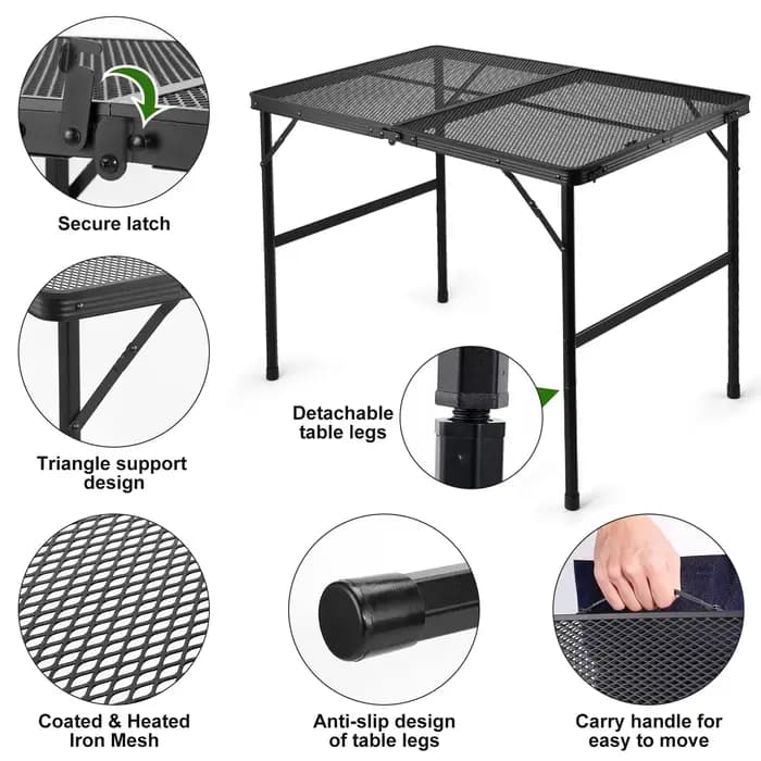 Table de gril pour l'extérieur, table de gril extérieure pliante en aluminium légère et portable en