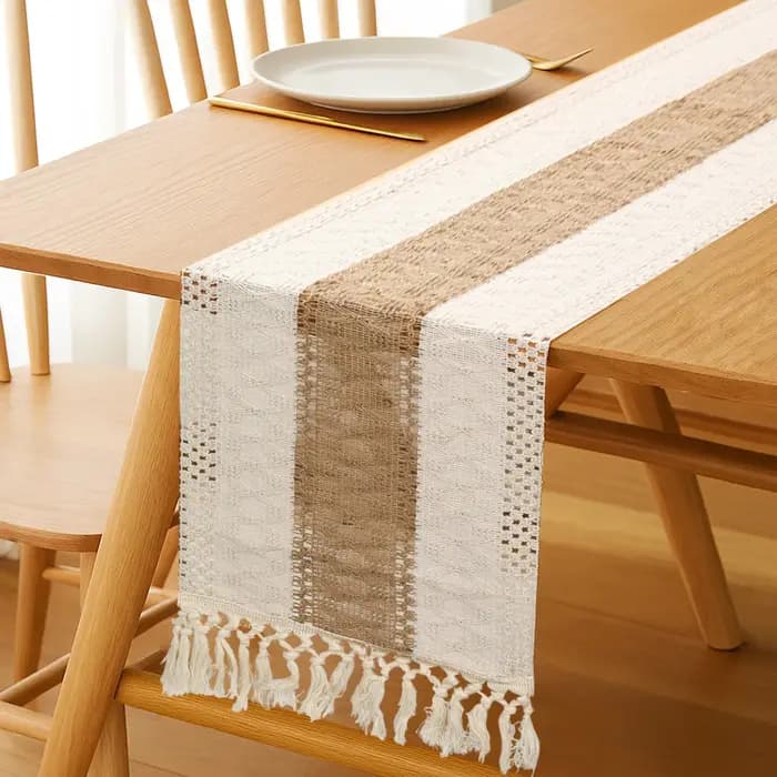 Chemin de Table Boho pour décoration de maison d'été avec glands