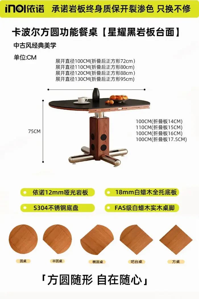 Table Ronde Portable Pliante pour Petit-Déjeuner, Table à Manger de Luxe en Bois pour Cuisine, Mesa