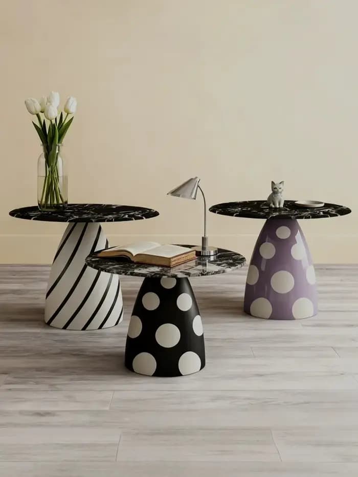 Table d'appoint ronde moderne de luxe léger, couleur crème, pour salon, table basse créative pour la maison
