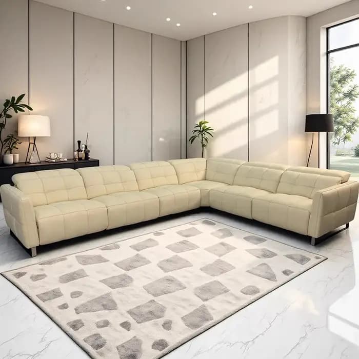 Canapé sectionnel de luxe en cuir véritable, canapé inclinable électrique moderne à double moteur en