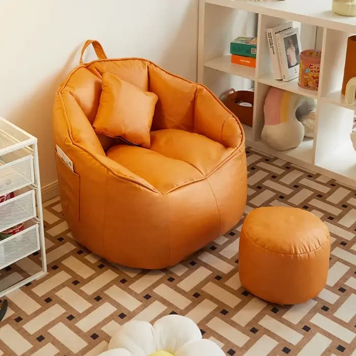 Canapé paresseux avec pédales pour chambre à coucher, siège au sol, canapé pouf en similicuir, canap