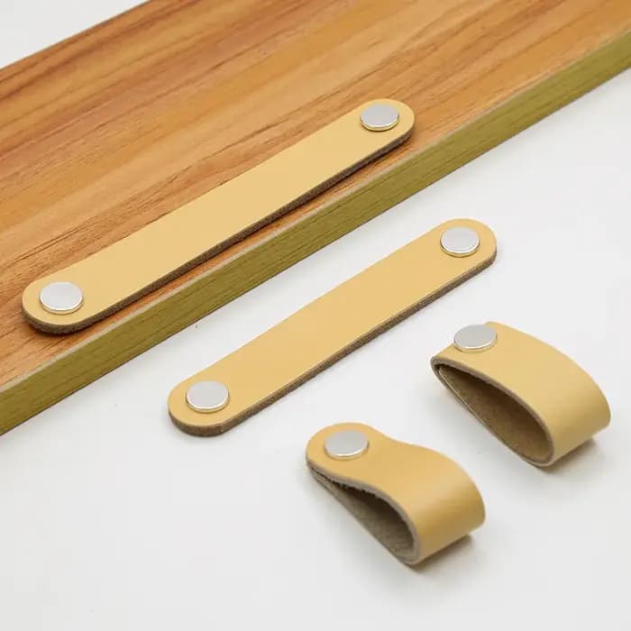 Poignées de meubles en cuir à trou unique 96mm 128mm pour armoire