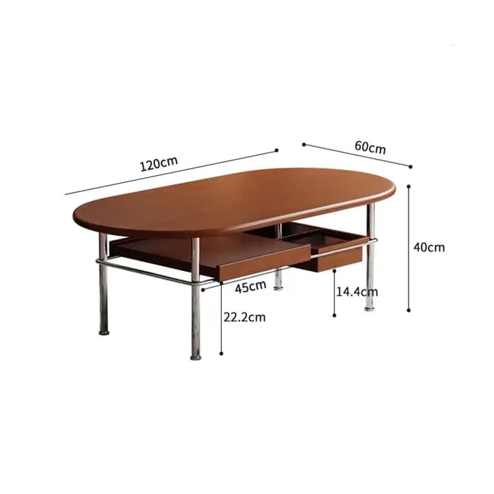 Table basse ovale avec pieds en métal
