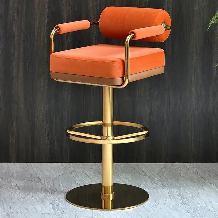 Tabourets de Bar de luxe modernes avec dossier et tabouret de Bar pivotant de comptoir de Base dorée couleur personnalisée