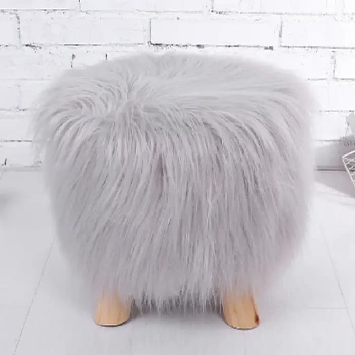Tabouret rond en bois de pin massif E-CL avec 4 pieds, tabouret de canapé de salon personnalisable