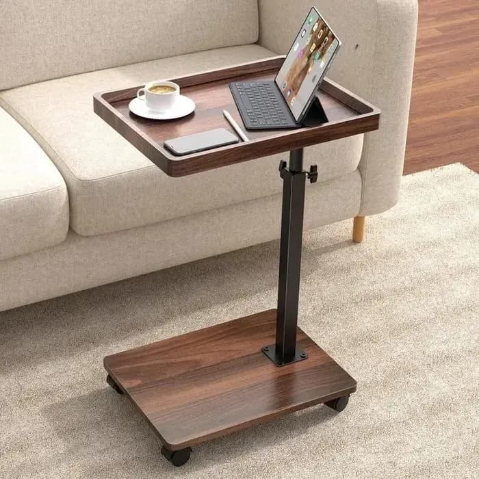 Table d'appoint moderne simple rectangulaire pour petit appartement, chambre à coucher, table d'appoint amovible, petite table basse à double niveau
