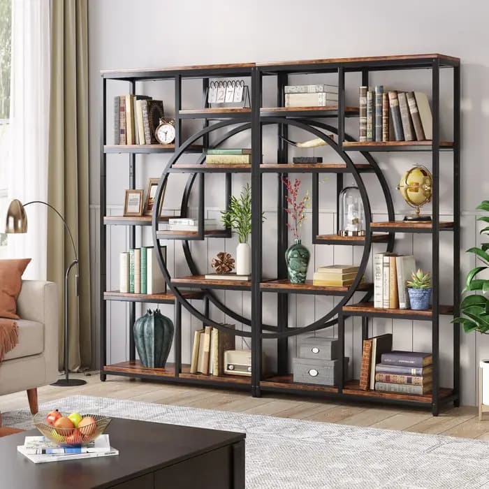 Tribesigns Bibliothèque industrielle Etagere à 5 niveaux, étagères hautes autoportantes, présentoir,