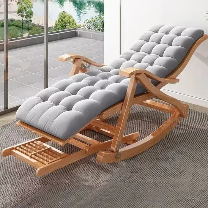 Chaise à bascule en bambou naturel avec pédale de Massage