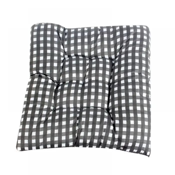 Coussin de siège de chaise carré à carreaux avec sangle coordonnante