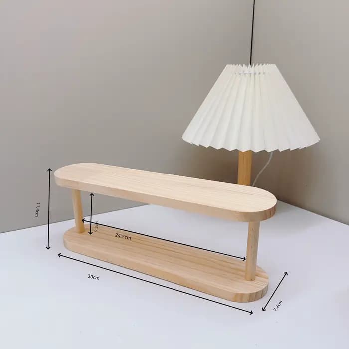 Étagère de rangement en bois à 2 niveaux, organisateur de bureau, présentoir de parfum, coiffeuse de