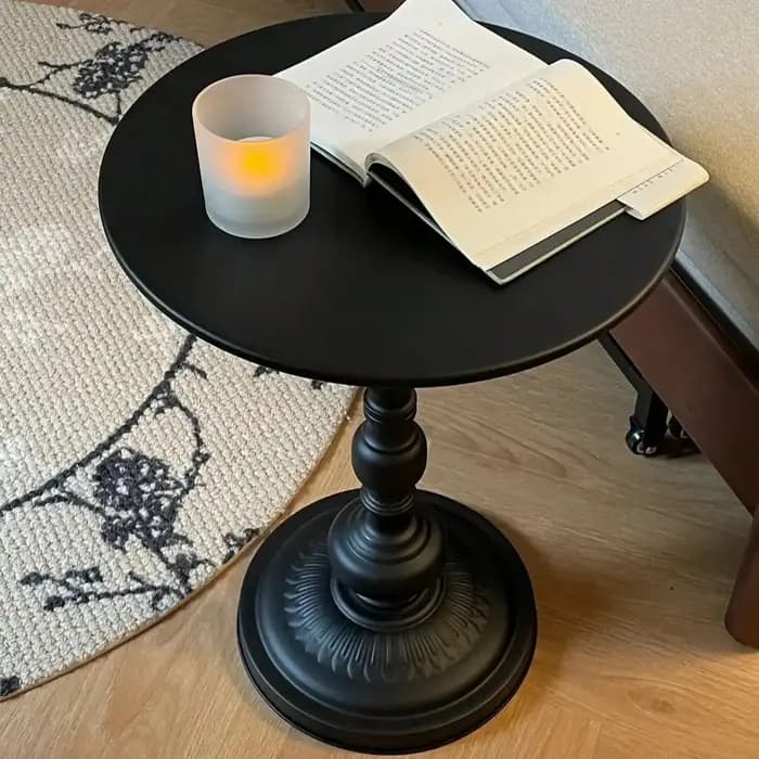 Table basse nordique vintage, table d'appoint de canapé, coin en métal, table ronde de chevet, meubl