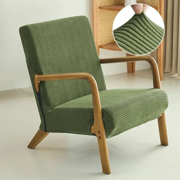 Housse de fauteuil en Jacquard, 1 pièce, housse de chaise élastique en bois, couleur unie, lavable,