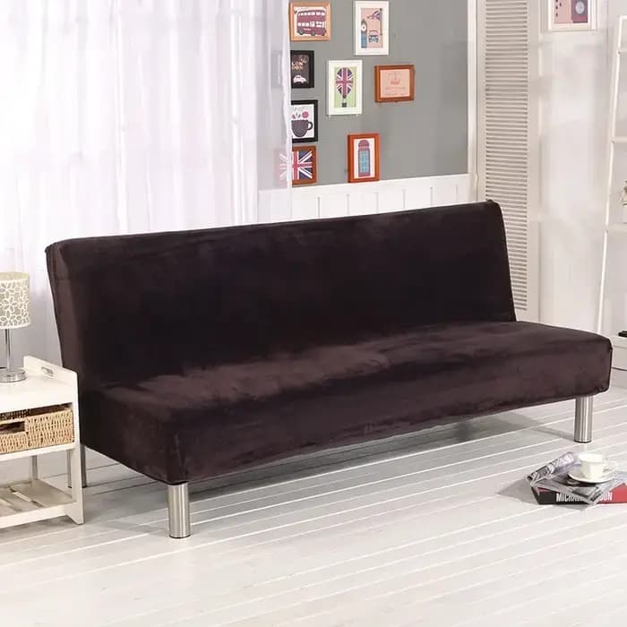 Housse de canapé-lit sans accoudoirs en peluche, housse de siège pliante, extensible, protection de