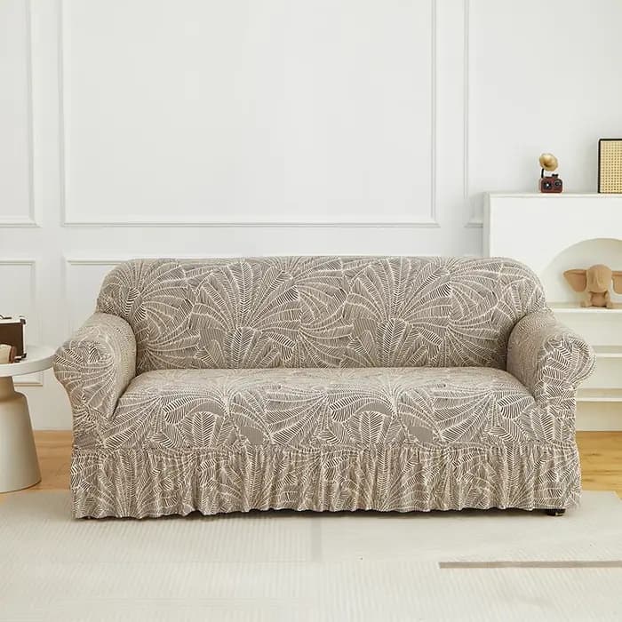 Housse de canapé extensible imprimée 1/2/3/4 places avec jupe