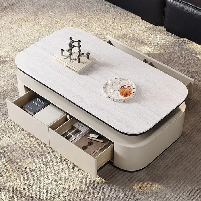 Table basse de salon de luxe au design moderne avec rangement