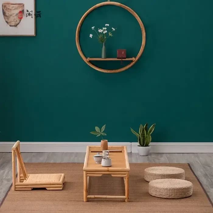 Table à thé Zen moderne en bambou et rotin BP76