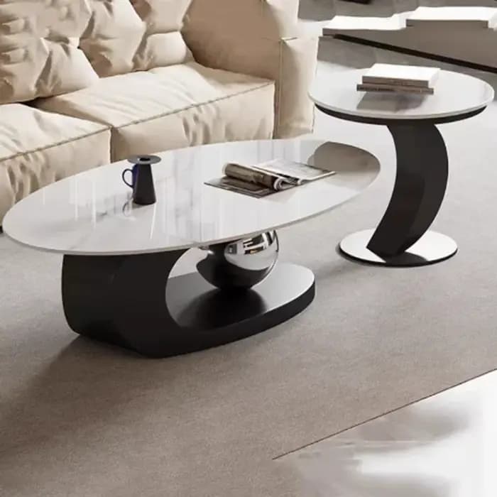 Table Basse Ovale en Bois localité, Design Nordique, Luxe, Moderne, Unique, Esthétique Italienne, Mo