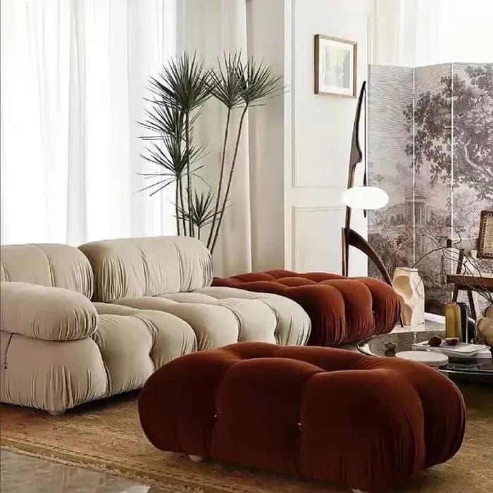 Canapé modulaire en tissu velours blanc Roodtuo moderne pour salon