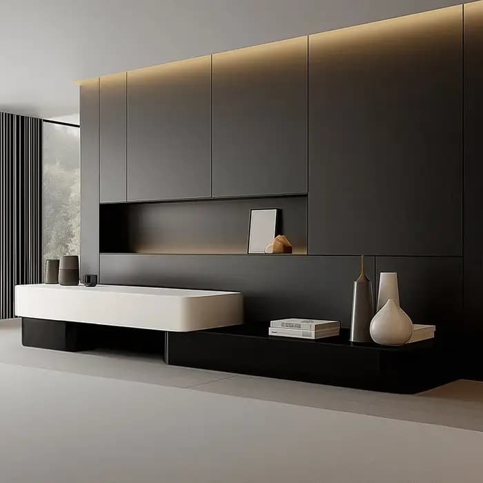Support TV Rétractable et Ajustable pour Salon – Meuble TV d'Angle Esthétique et Luxueux – Design Haut de Gamme – Meubles pour la Maison – Offre Spéciale