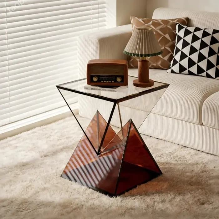 Table d'appoint carrée en acrylique transparente