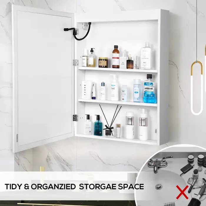 VOWNER HOMedicine-armoire avec lumières LED et miroir, avec étagère réglable, dél'offre buage, mode