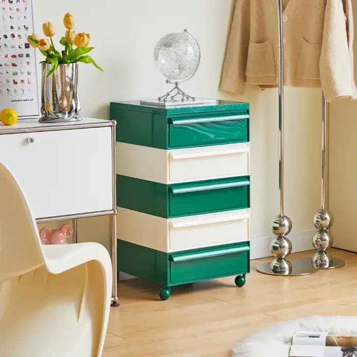 Table de chevet nordique Vintage blanc vert