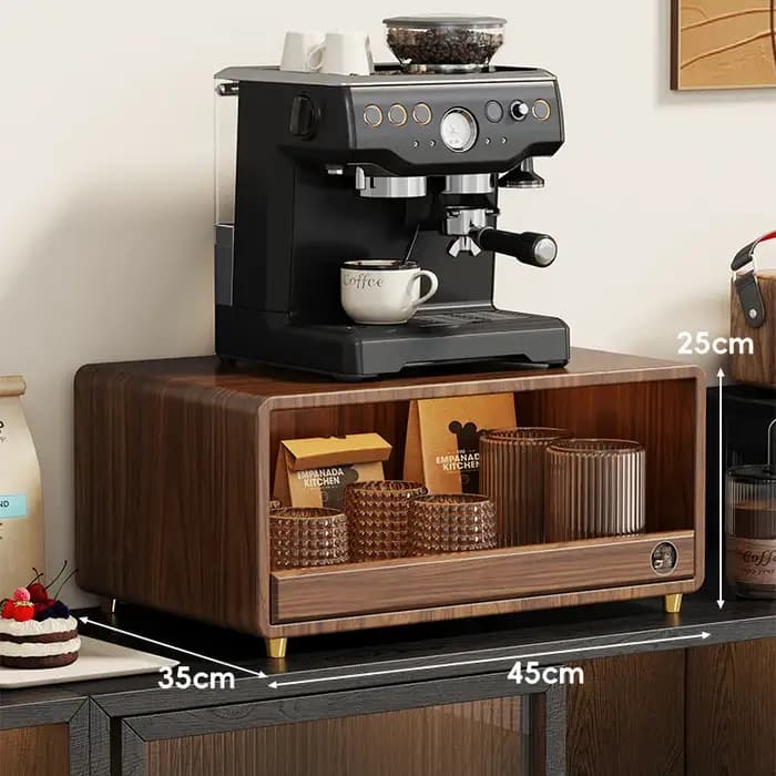 Meuble de rangement moderne en bois massif pour machine à café